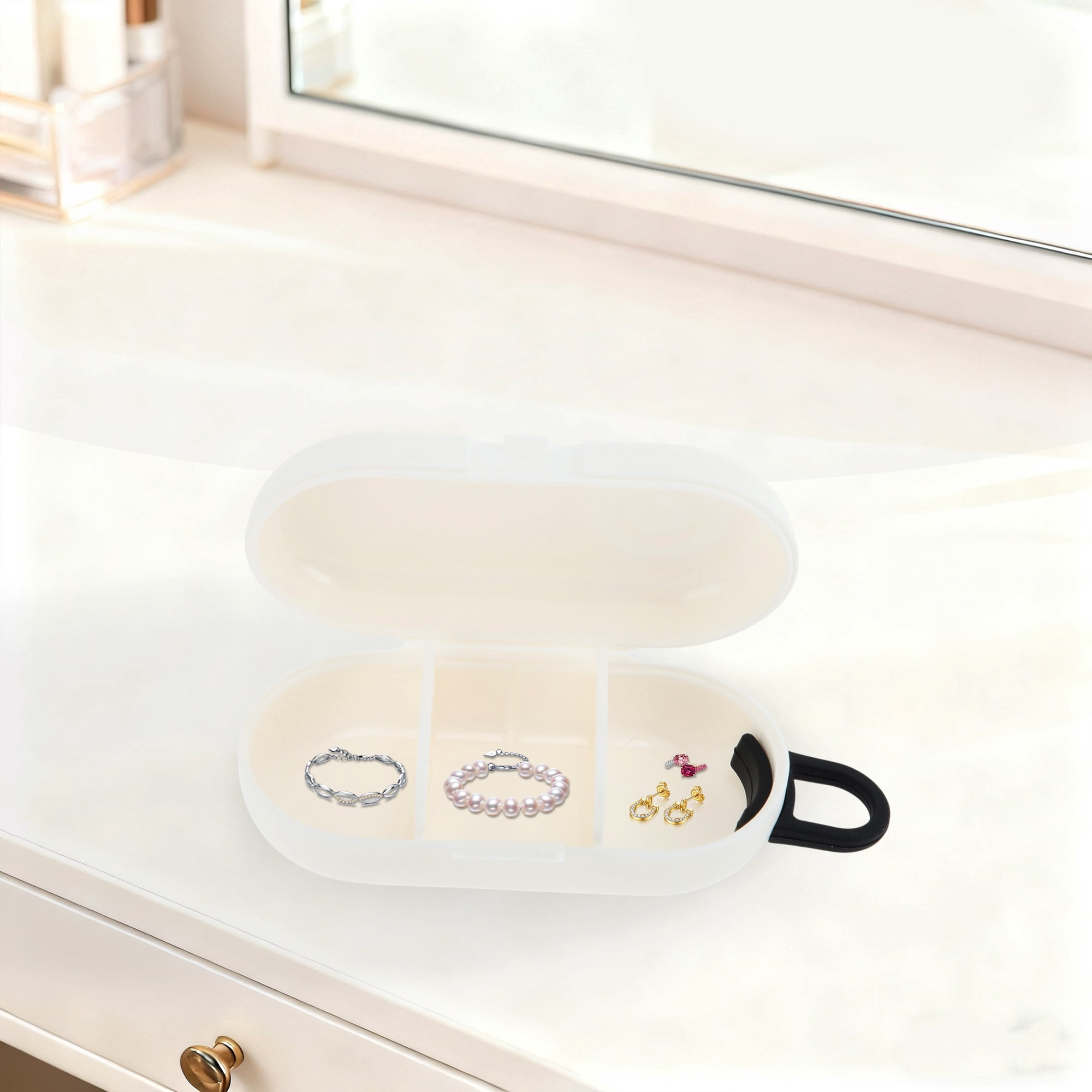 Unique Bargains Mini Style Jewelry Box Jewelry Organizer for Storing White, Black