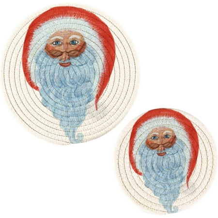 

GZHJMY Vintage Santa Claus Trivets Pot Holders Set of 2 Hot Pads Table Mats Placemats Set for Cooking and Baking Cotton Braided Hot Pads 7.09 +9.45