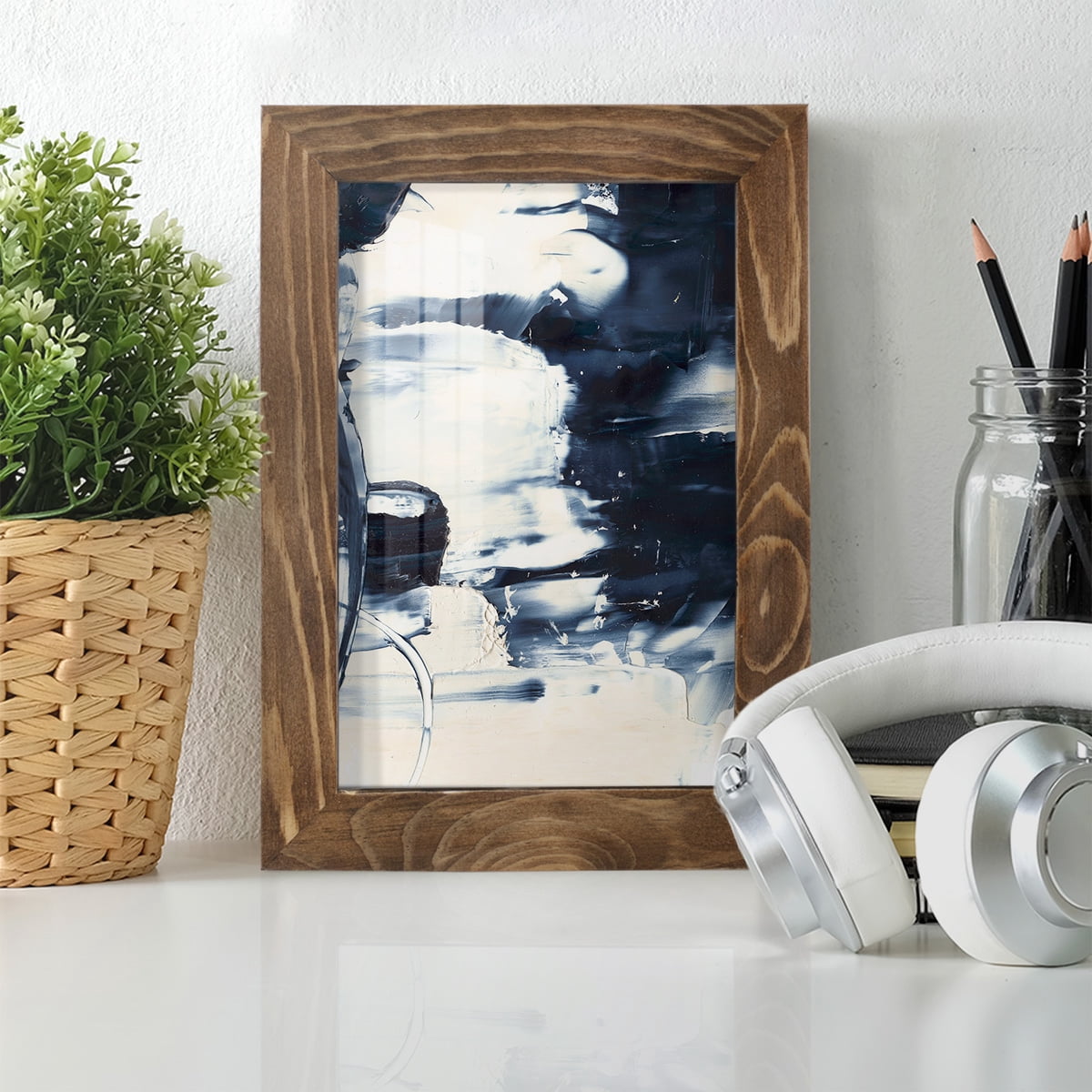Wave Rider II -Framed Print w/glass-Walnut