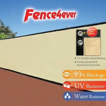 Fence4ever Tan Beige 6' x 25' 6ft tall Fence Privacy Screen Windscreen Shade Cover Mesh Fabric Tarp