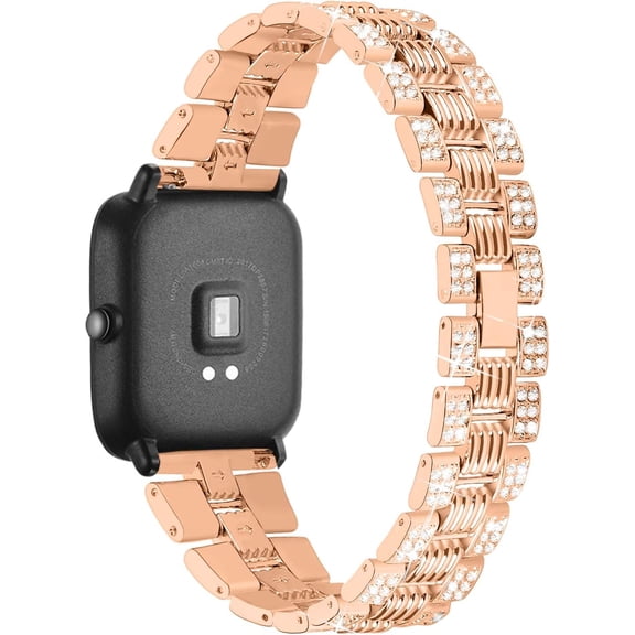 REOQ 20MM Jewelry Watch Band Compatible with Amazfit Bip/Bip Lite/Bip S/Bip U Strap, Stainless Steel Replacement Wristband Bracelet