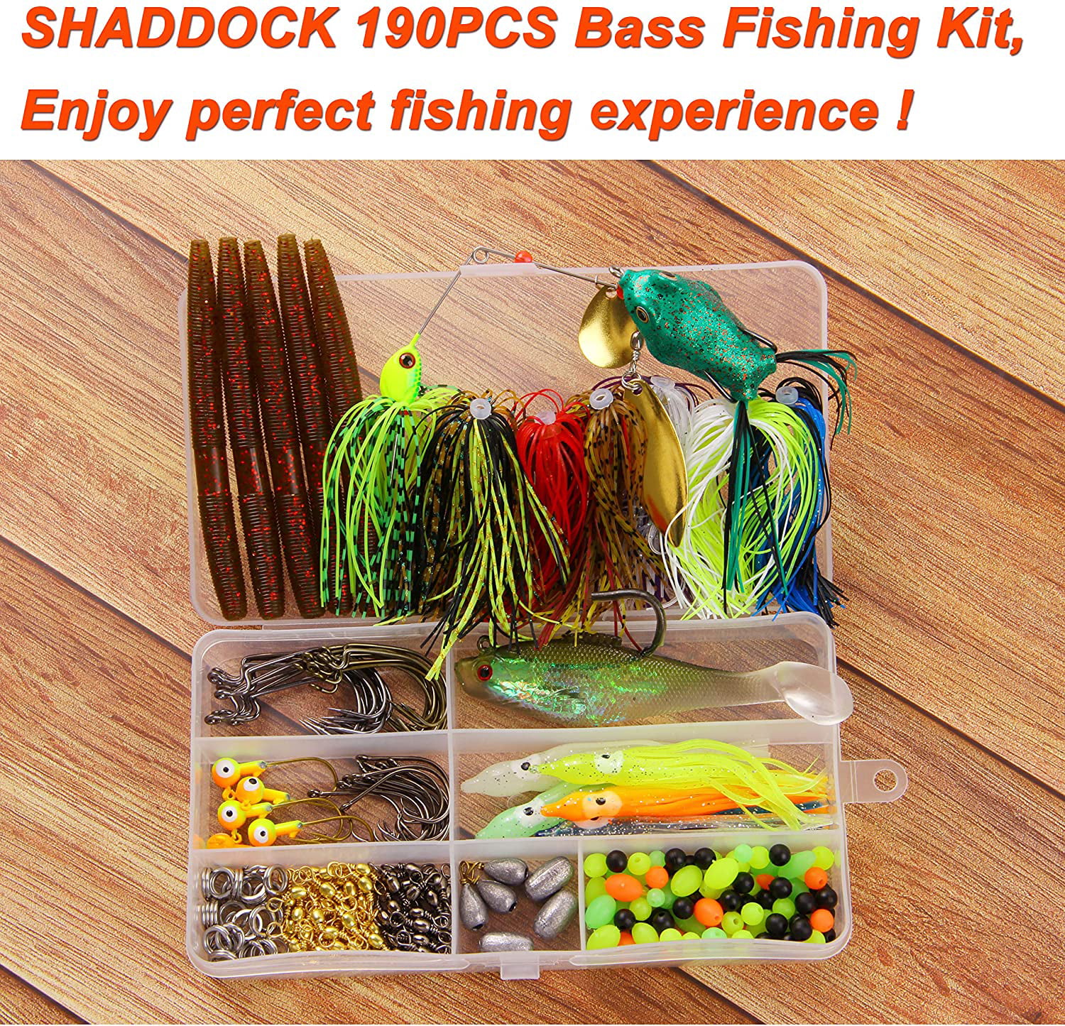 Bass Fishing Lure Kit Tackle Box Freshwater Fishing Kit-Includes Crankbaits,  Spinner Baits, Plastic Worms, Jigs, Topwater Lures, Spoon Lures, Fishing  Gear Kit for Trout Salmon Catfish 