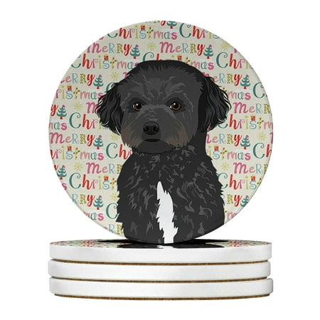 

Doodle Black and White #1 Christmas Large Sandstone Coasters Pack of 4 4 in x 4 in
