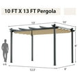 thumbnail image 3 of Gymax 10 x 13ft Outdoor Aluminum Retractable Pergola Canopy Shelter Grape Trellis Beige, 3 of 10