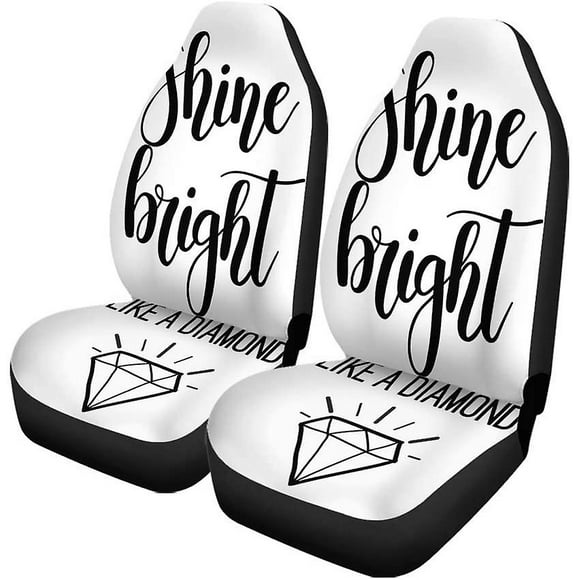 Set Of 2 Car Seat Covers Shine Bright Like A Diamond Lettering Inspirational Poster Universal Auto Front Seats Protector Fits