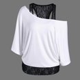 thumbnail image 2 of USSUMA Womens Tops Dressy Casual Summer 3/4 Sleeve Floral Lace Shirts for Women Trendy Plus Size Cold Shoulder Off the shoulder T-Shirts Blouses for Women Plus Tunic, 2 of 5