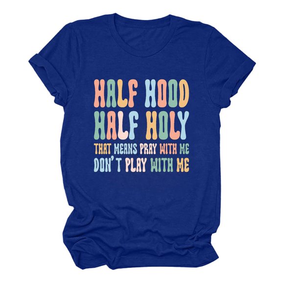 Fesfesfes Ladies T Shirts Short Sleeve Women Funny Printed Pattern Casual Fashion Soild Color Short Sleeve Tops Blouse Cute Spring Tops for Women XL(US:10)