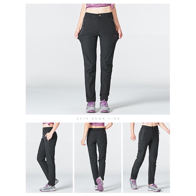 pitrice Pantalon de Randonnée pour Femmes, Séchage Rapide, Imperméable, Élastique, Anti-Rayures pour la Course, Noir, TG