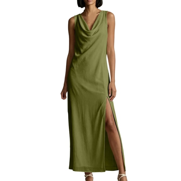Iyufng Maxi Dresses for Women Summer Loose Fitting Cowl Neck