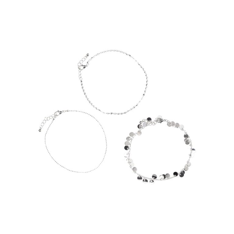 No Boundaries Silvertone Anklet Set, 3-Piece photo 2