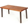 thumbnail image 4 of Topbuy Natural Outdoor Acacia Wood Table Patio Rectangular Dining Table w/ Umbrella Hole, 4 of 5