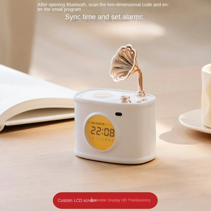 Bluetooth Speaker Retro Clock Alarm Clock Calendar with Display Desktop Home Decor Creatives Gift Small Speaker C