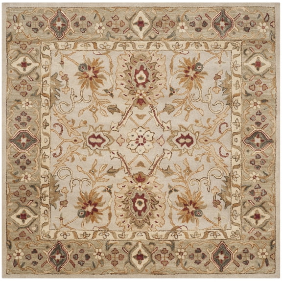 SAFAVIEH Antiquity Bernadette Oriental Wool Area Rug, Grey Beige/Sage, 6' x 6' Square