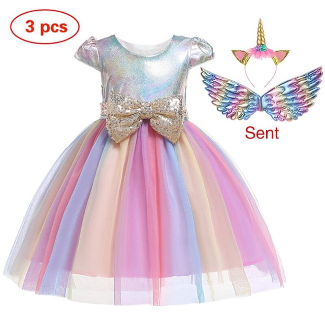 Vestido de unicornio para niña, vestido de baile bordado, vestidos de cumpleaños de princesa para niña, disfraces de fiesta, ropa para niños, nuevo Fivean unisex