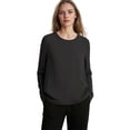 thumbnail image 5 of Endives Women's Cotton Linen Shirt 3/4 Sleeve Round Neck Solid Color Loose Top Womens Blouse Summer T Shirt Top Black, 5 of 5