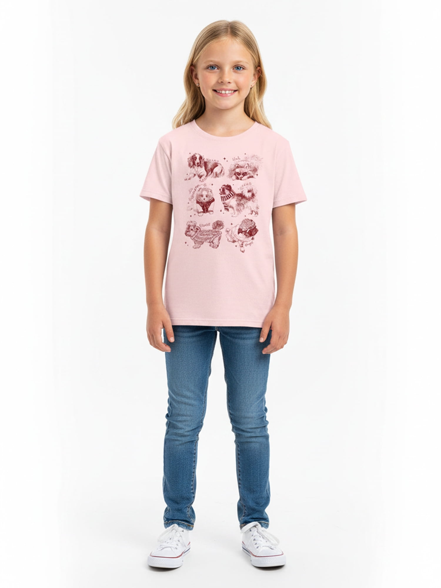 Wonder Nation Girls' Best Dogs Graphic Tee with Short Sleeves, Sizes 4-18