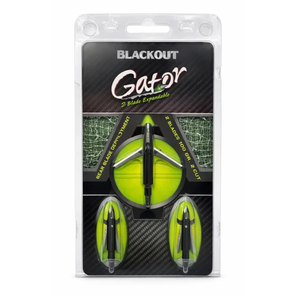 BlackOut Gator 2 Blade Expandable Broadhead 100 Grain 3 Pack