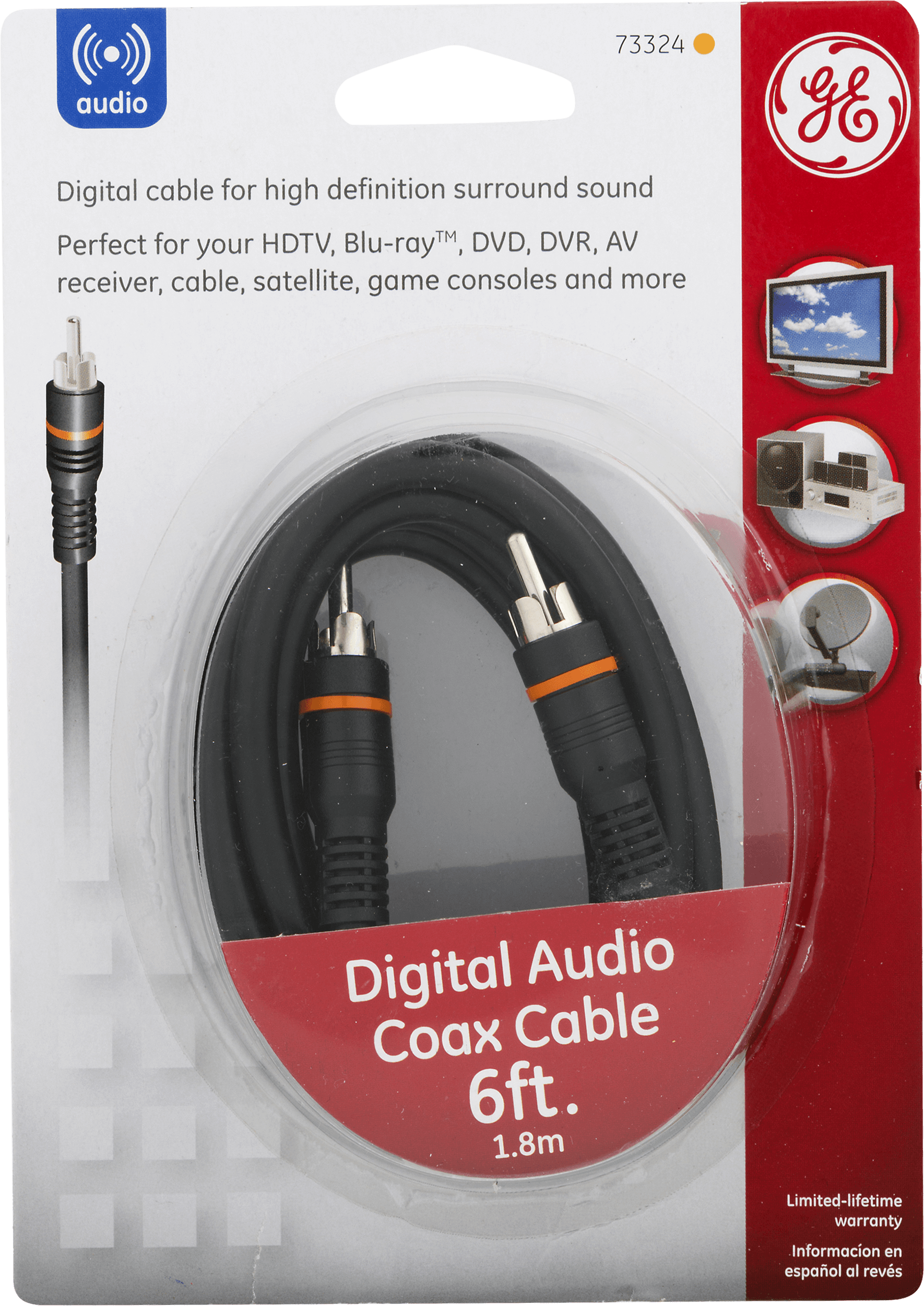 GE Digital Audio Coax Cable - 6 FT, 1.0 CT - image 2 of 5