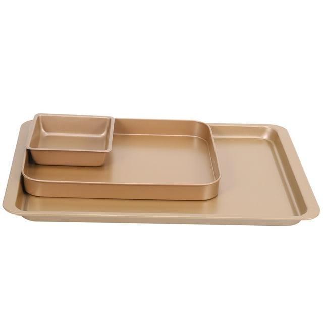 Baking Tray Set, Nonstick Cookie Pan Set Professional Baking Sheet, Bakeware Rectangular Cake Pan for Oven 3-Pieces