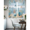 thumbnail image 4 of Blue Coastal Sheer Curtains 63 Inch Length 2 Panels Set Window Treatments, Summer Beach Starfish Shell Coral Nautical Rod Pocket Semi Curtains for Living Room/Bedroom/Kitchen Décor, 104"W x 63"L, 4 of 7