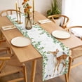 thumbnail image 3 of Spring Botanical Table Runner - 60 Inch Long, Kitchen Dining Table Runner Dresser Scarves, Watercolor Leaves Deers Birds Country Farmhouse Decor for Coffee Tables Wedding Party Banquet, 3 of 8