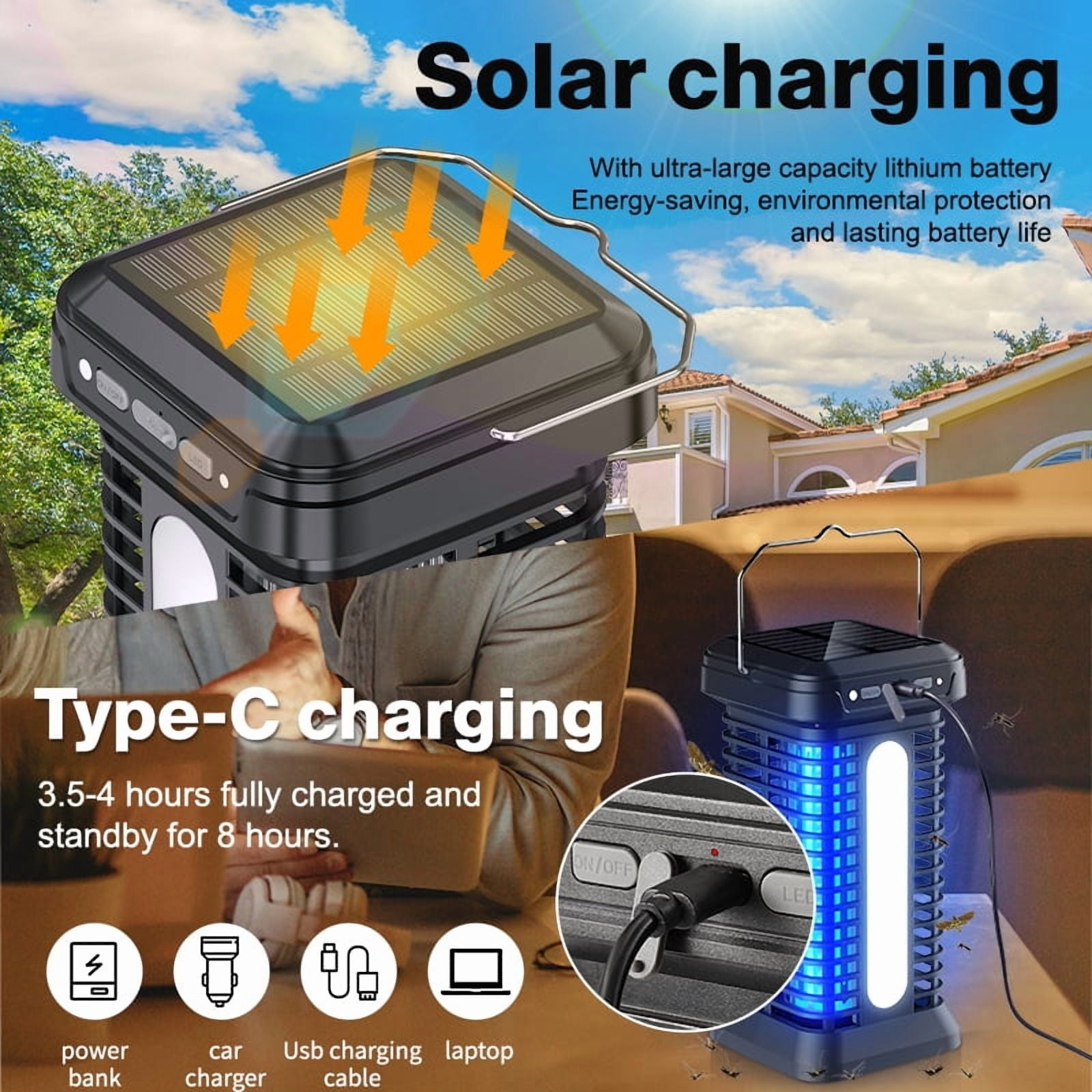 4200V Powerful Grid Electric Bug Zapper with Switch, 20W Extra Brightness IPX4 Waterproof Trap