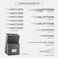 thumbnail image 5 of Hecef 14-Piece Gray Knife Set with Block and Sharpener, Anti-Rust Stainless Steel Kitchen Knife Set for Chefs, 5 of 10