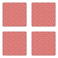 thumbnail image 1 of Valentine's Day Coaster Set of 4, Lanterns with Heart in Continuous Romantic Lovers Pattern, Square Hardboard Gloss Coasters, Standard Size, Dark Coral and Ivory, by Ambesonne, 1 of 2