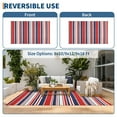 thumbnail image 4 of Hasoo 9' x 12' Navy & Red Outdoor Rug Plastic Straw Geometric Striped Carpet Waterproof PP Tube Woven Portable Mat for Patio Decor, Balcony, Picnic, 4 of 6