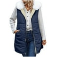 thumbnail image 2 of Xdegoge Winter Puffer Vest Women Fleece Lined Sleeveless Zip up Jackets with Detachable Faux Fur Collar, Warm Sherpa Padded Down Coats Casual Thermal Quilted Vests with Pockets Outerwear, 2 of 9