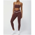thumbnail image 6 of PISONIC Women 2 Piece Workout Sets Color Block Sports Bras Crossover Leggings Set Workout Tracksuit Yoga Outfits, 6 of 7