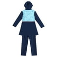 thumbnail image 6 of IBTOM CASTLE Kids Girls Muslim Swimsuit Long Sleeve Butterfly Flower Printed Islamic Swimwear Burkini Full Cover Cap Top Pants 3PCS Modest Bathing Suit 5-6 Years Navy Blue, 6 of 8