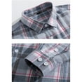 thumbnail image 4 of YOIAVAIOY Men's Long Sleeve Plaid Shirts Business Regular Fit Button Down Shirts Casual Office Shirt Jackets Blue M, 4 of 6