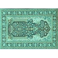 thumbnail image 1 of Ahgly Company Machine Washable Indoor Rectangle Persian Turquoise Blue Traditional Area Rugs, 7' x 10', 1 of 4