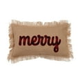 thumbnail image 2 of Mistletoe 31JES614C20OB Merry Emb Appq Seasonal Holiday Pillow, Red & Taupe, 2 of 2