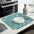 thumbnail image 3 of Blue Christmas Snowflake and Star Pattern Dish Drying Mat for Kitchen 1 Pack, Ultra Absorbent Microfiber Dishes Drainer Mats,16x18in(41x46cm), 3 of 6