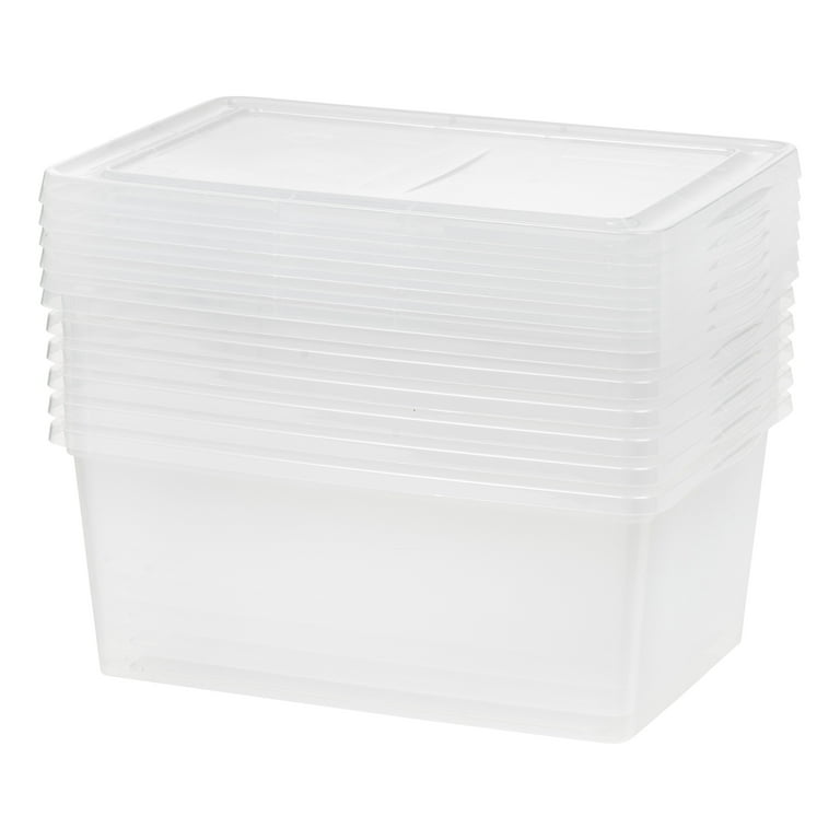 8 Pcs White Plastic Storage Bins with Lids Small Stackable Storage Baskets  with