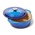 thumbnail image 2 of Le Creuset Horno holandés redondo poco profundo de hierro fundido, 2.75 cuartos de galón, llama, 2 of 6