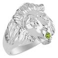 thumbnail image 4 of RYLOS Rings Sterling Silver Lion Head Ring Diamonds in Eyes & Gemstone Mouth Fun Designer Rings Peridot Jewelry Size 11, 4 of 8