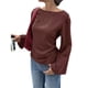 thumbnail image 2 of Camisas de Larga para Mujer, Tops Cortos de Otoño, Cuello , Mangas Acampanadas, Acanalados, con Cordones, Ropa Y2K Café M, 2 of 8
