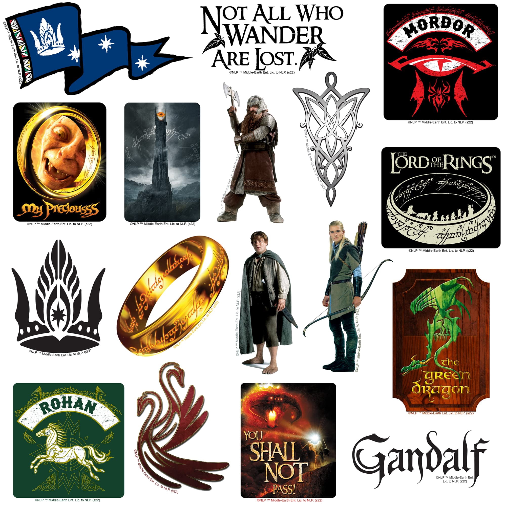 The Lord of The Rings 200ct Vinyl Large Deluxe Stickers Variety Pack  Officially Licensed Middle-Earth Designs  Gandalf, Frodo, One Ring & Icons  Laptop, Water Bottle, Scrapbooking, Indoor/Outdoor