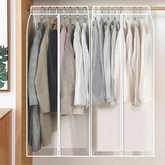 Hanging Garment Bags For Storage Garment Rack Cover,Moth Proof Garment Bags,Suit Bags Organizer Hanging Clothes Cover With Zipper Translucent Dustproof Waterproof (23.6x11.8x35.4in)