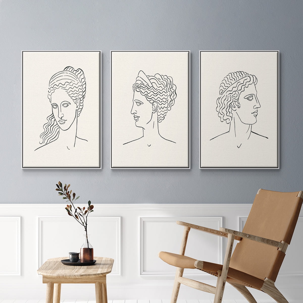 Greek Busts I - Framed Premium Gallery Wrapped Canvas L Frame 3 Piece Set - Ready to Hang