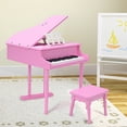 thumbnail image 2 of Classical Kids Piano 30 Keys Wood Toy Mini Grand Piano with Bench Pink, 2 of 6