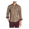 TALLIA Mens Brown Paisley Collared Classic Fit Dress Shirt M