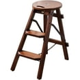thumbnail image 1 of Wooden Step Stool Kitchen Stool Three-Step Ladder Foldable Step Stool Made of Rubber Wood Load-Bearing 150kg, 1 of 1