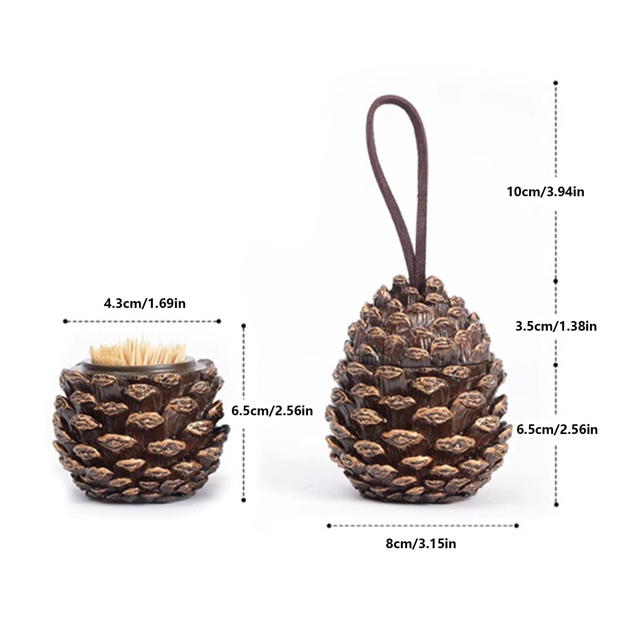 Cute Pinecone Toothpick Dispenser with Lid Cotton Swab Storage Box Toothpick Holder
