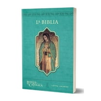 La Biblia Católica: Tamaño Grande, Edición Letra Grande. Rústica, Azul, Con Virgen, (Paperback)