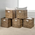 thumbnail image 2 of happimess BSK2004B-SET5 Bryce 10.63" Classic Farmhouse Handwoven Hyacinth Collapsible Storage Cube Baskets with Handles, Brown (Set of 5), 2 of 7
