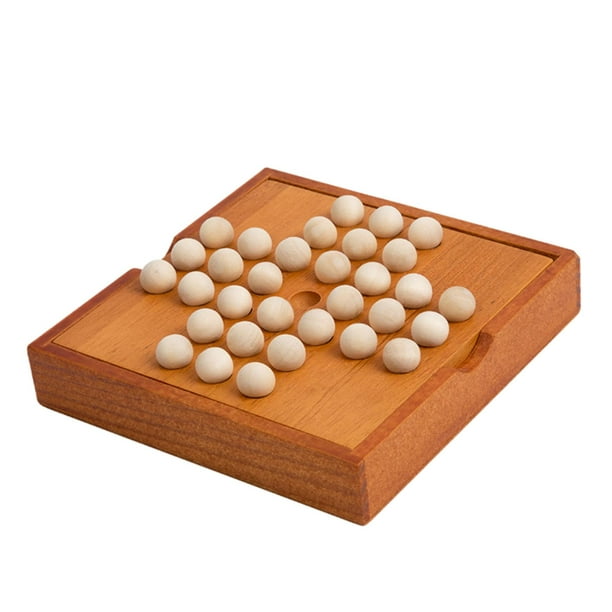 Juego de mesa solitario,Juego de mesa solitario Juego de mesa solitario de madera,Juego de mesa solitario hecho a mano 34 ,Juego de solitario Rompecabezas de madera Juego de mesa
